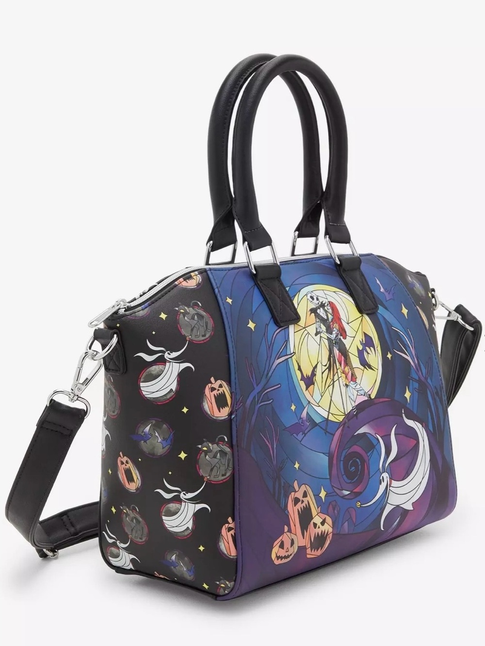 Loungefly Disney NWT The Nightmare Before Christmas Stained Glass Satchel Bag - Picture 6 of 6